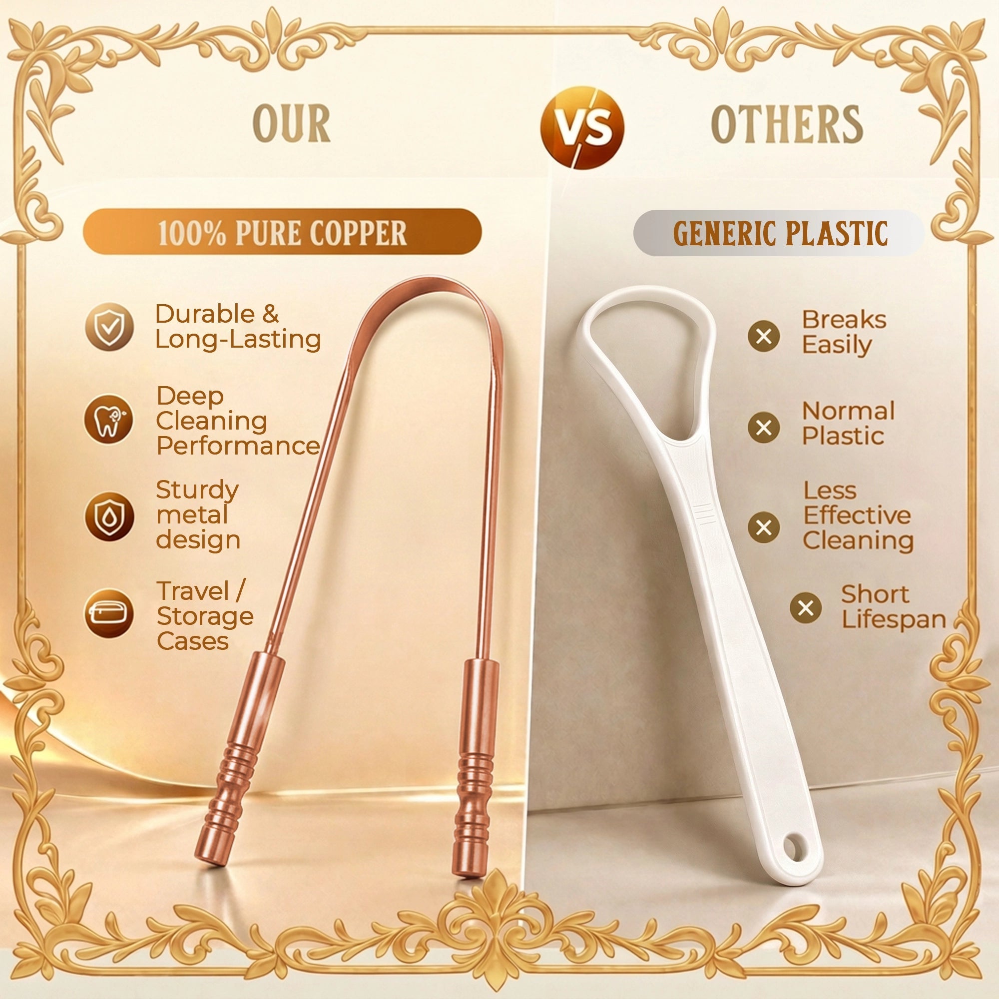 Copper Tongue Scraper - 2 Pack - MasterMedi