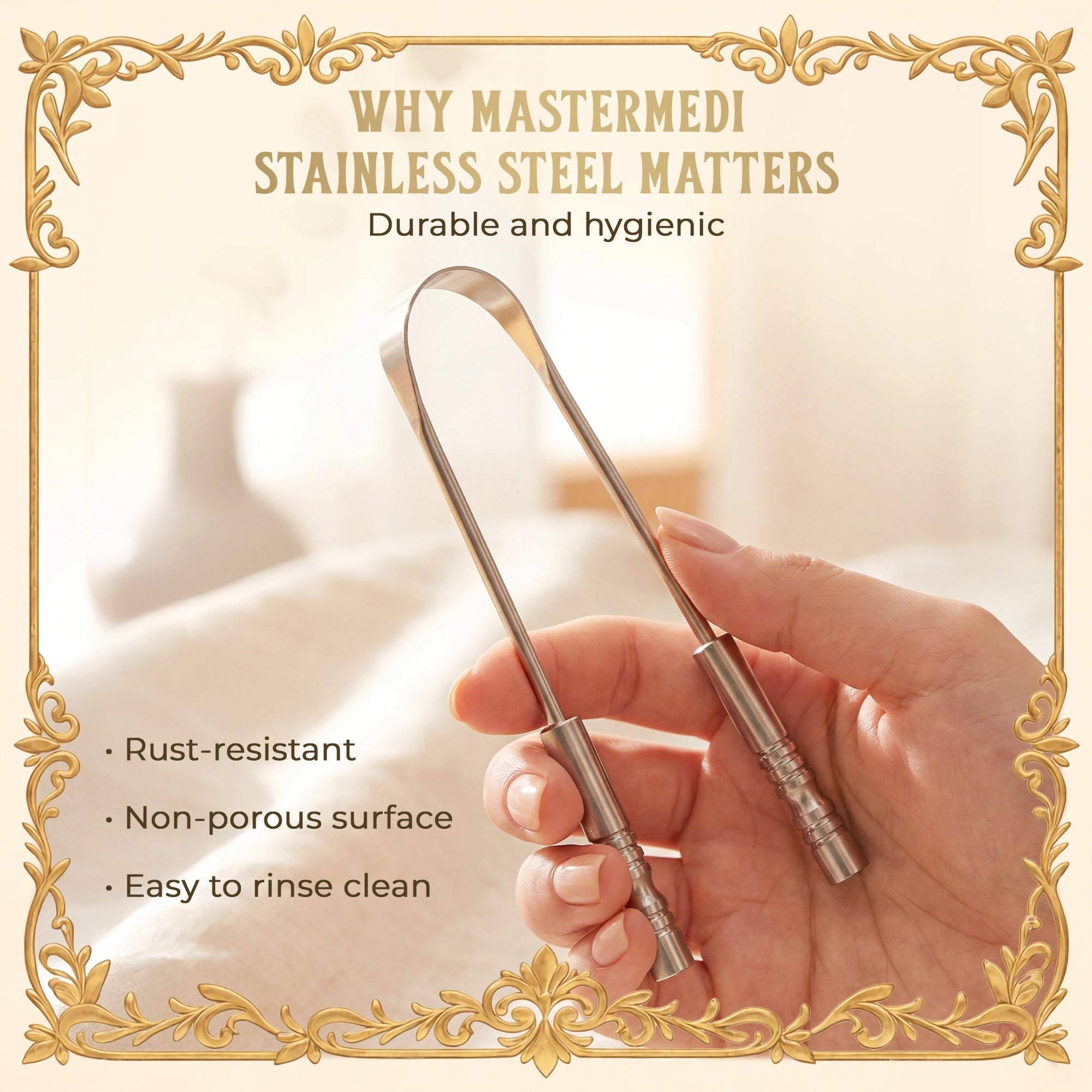 Tongue Scraper - Stainless Steel, 2 Pack - MasterMedi