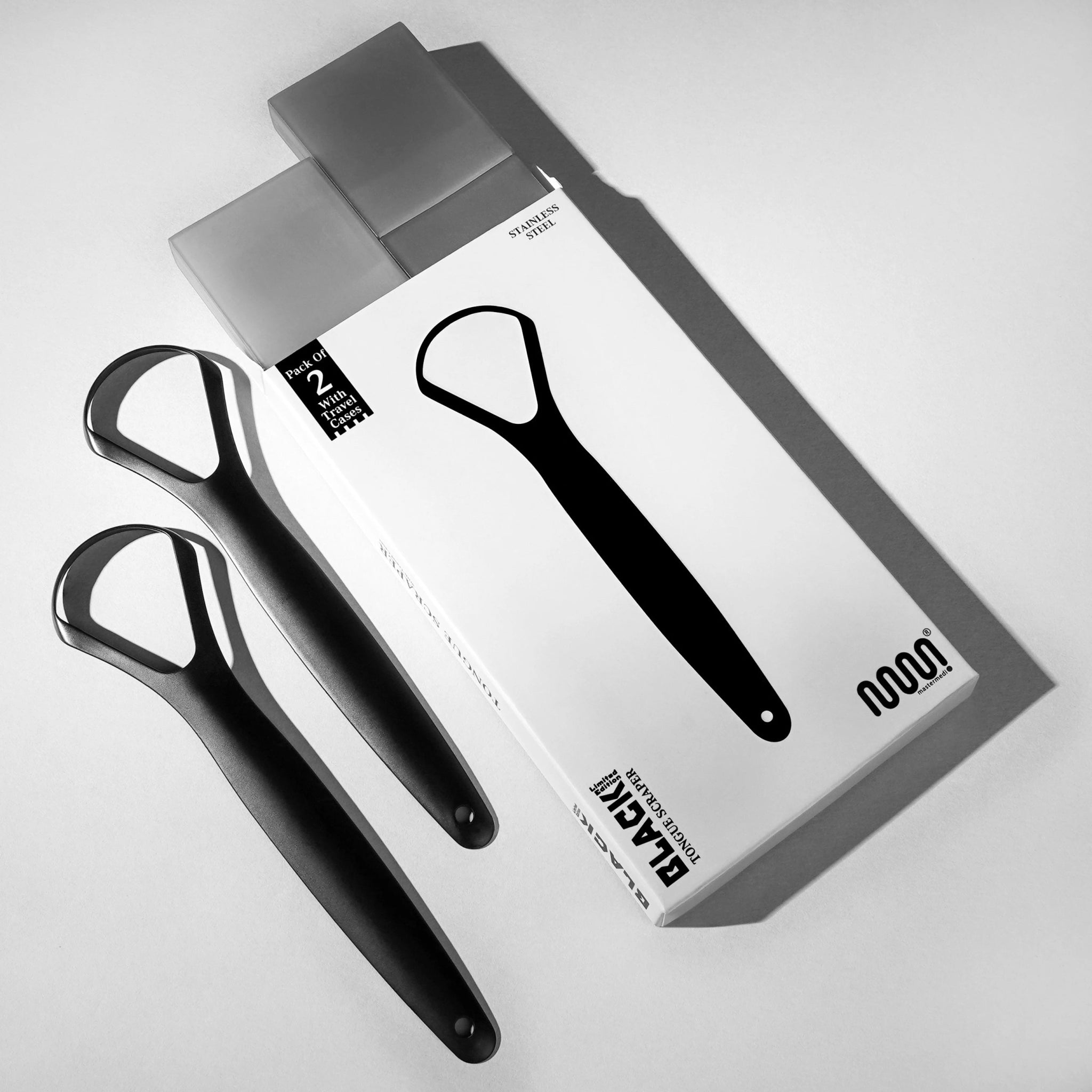 Tongue Scraper Stainless Steel - Black - MasterMedi