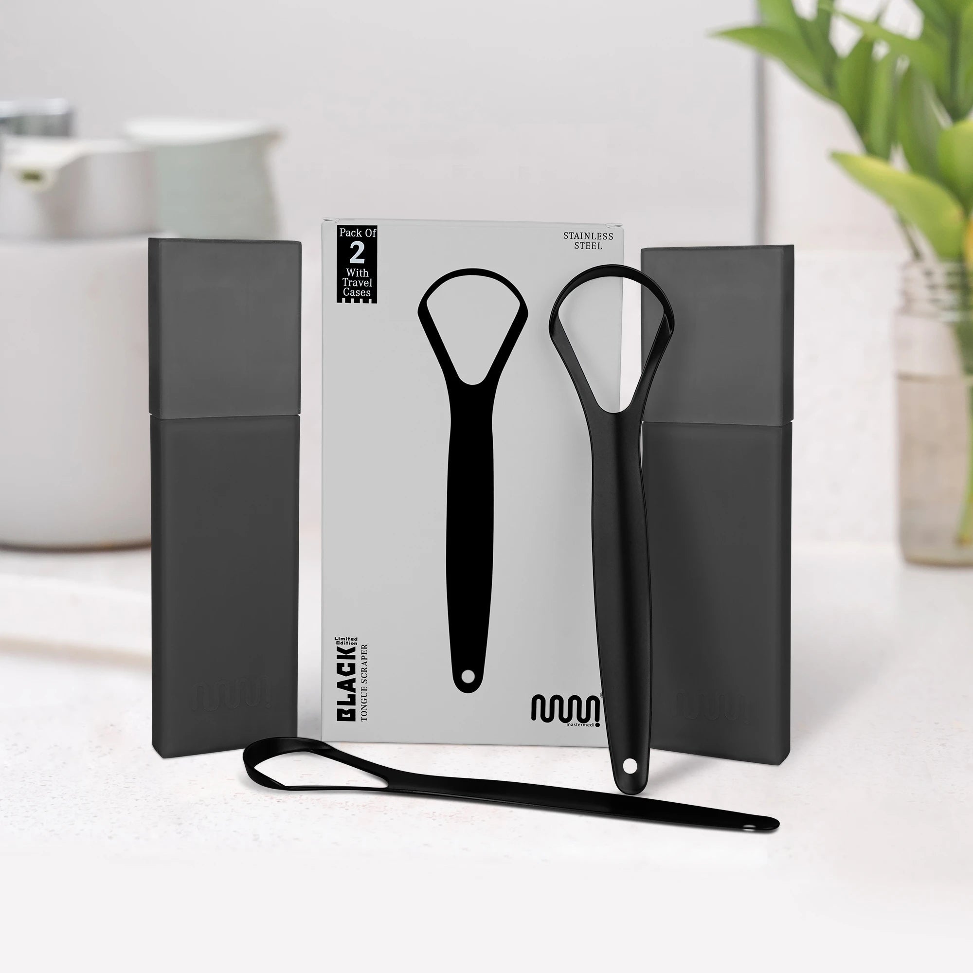 Tongue Scraper Stainless Steel - Black - MasterMedi