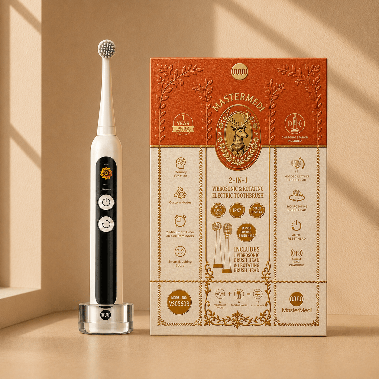 2-in-1 Vibrosonic Electric Toothbrush - MasterMedi