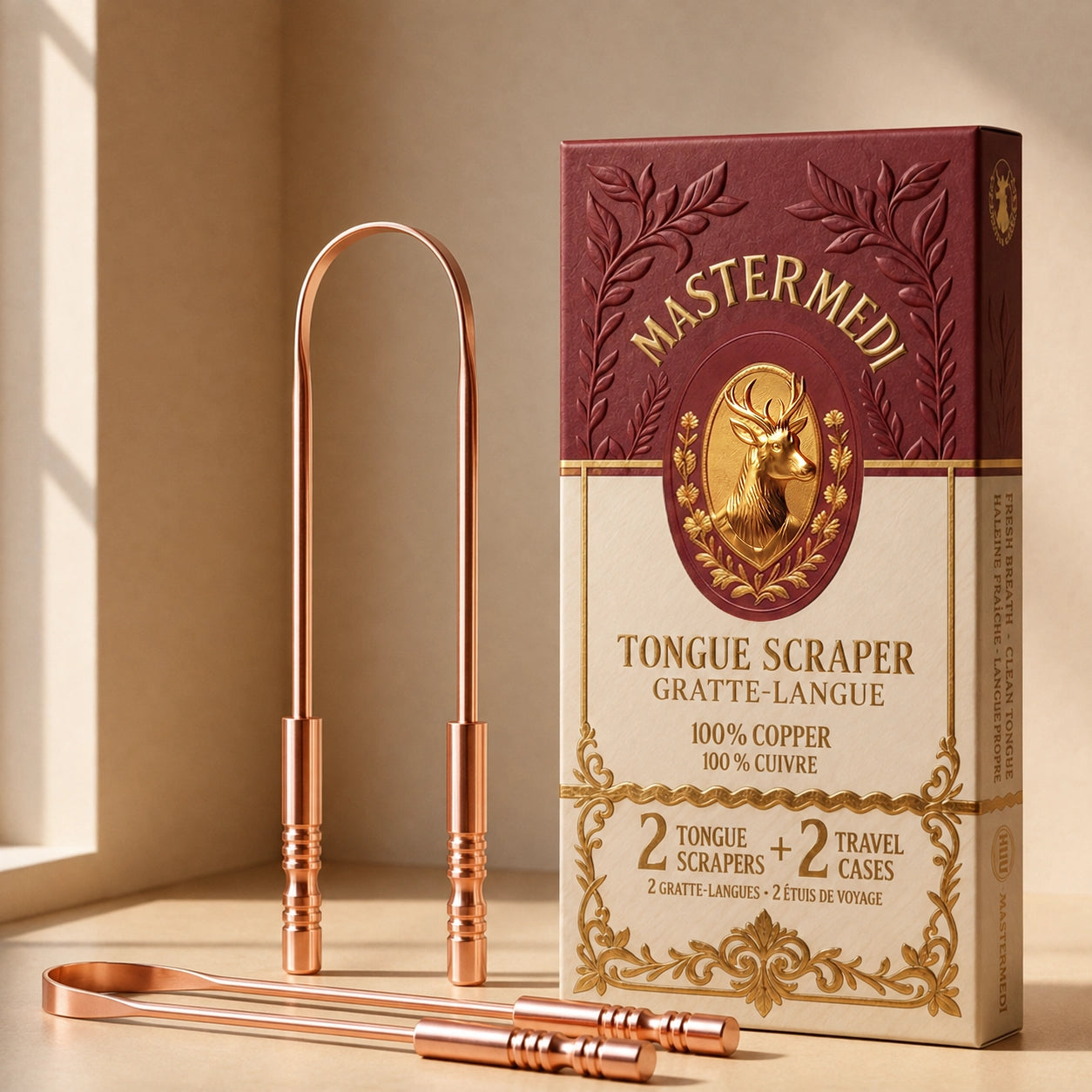 Copper Tongue Scraper - 2 Pack