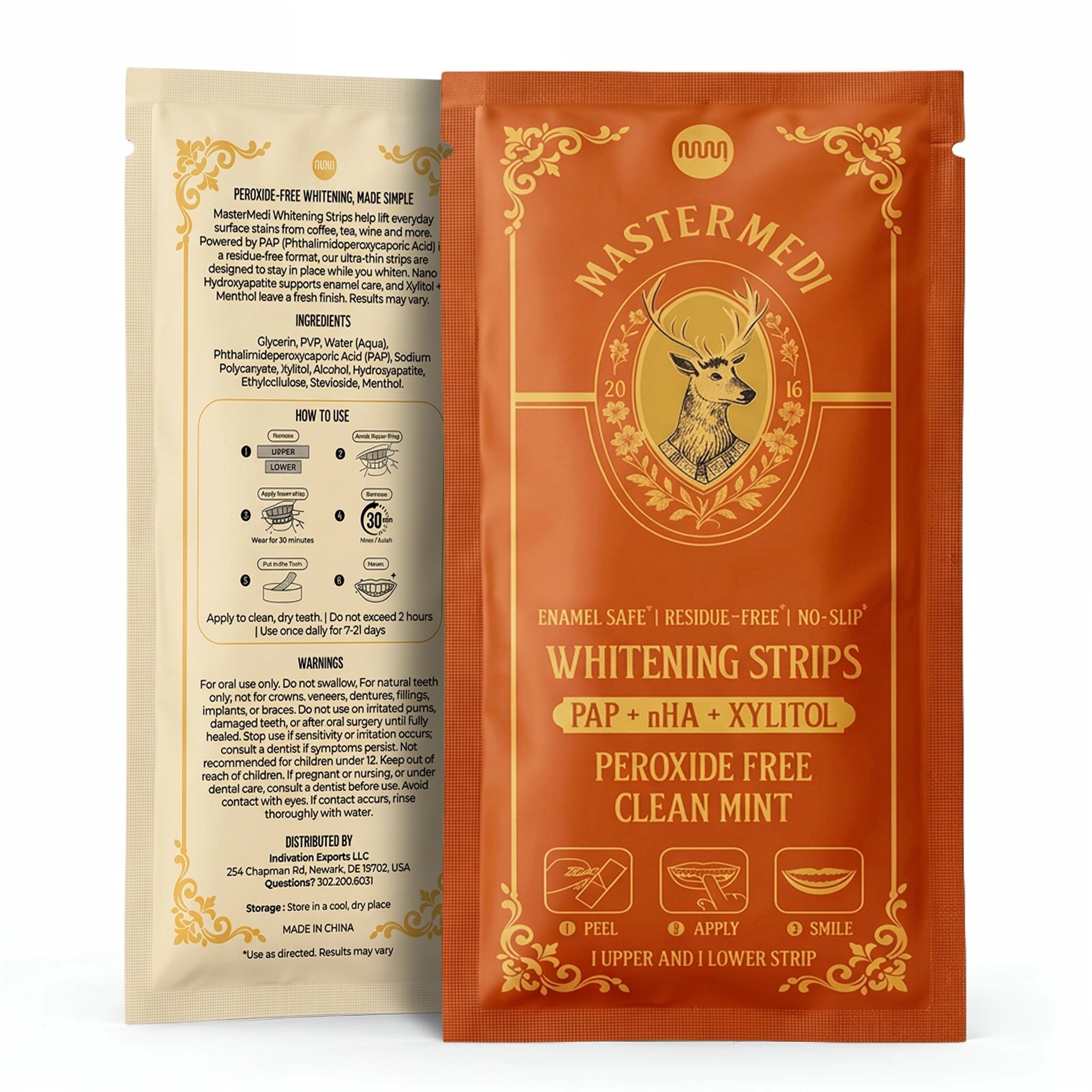 Whitening Strips — PAP + nHA + Xylitol (42 Strips · 21 Treatments)