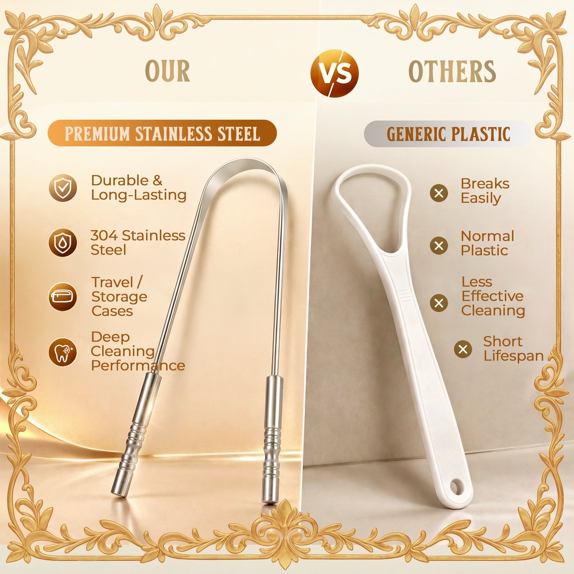 MasterMedi Stainless Steel Tongue Scraper Pack of 2 - MasterMedi