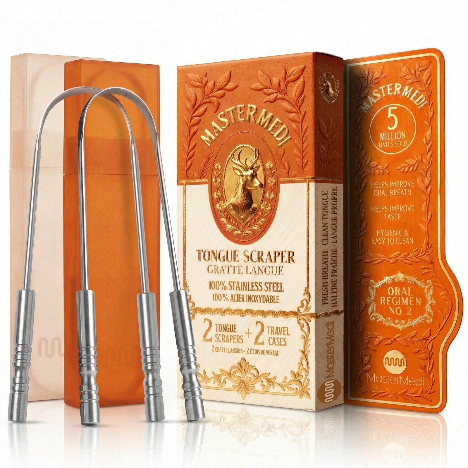 MasterMedi Stainless Steel Tongue Scraper Pack of 2 - MasterMedi