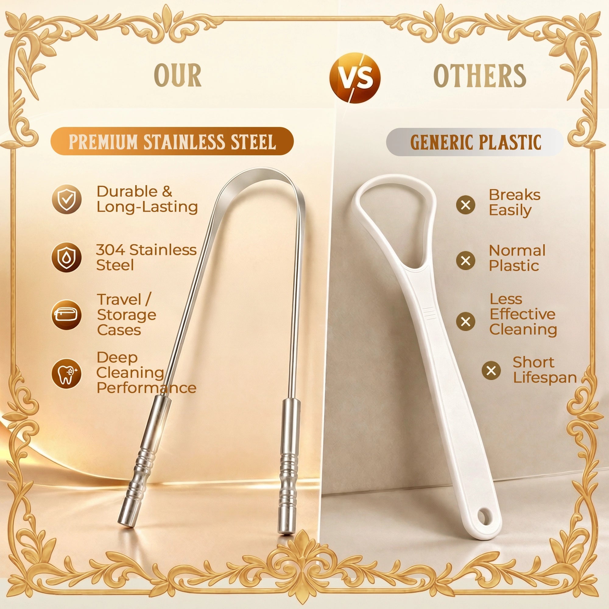 Tongue Scraper - Stainless Steel, 2 Pack - MasterMedi